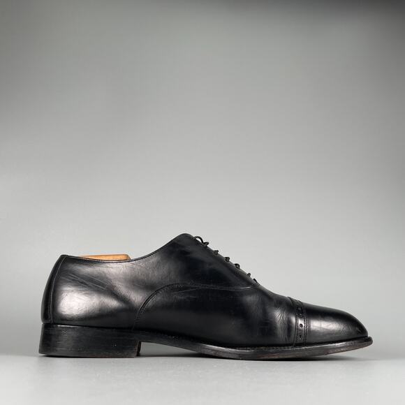 GH Bass & Co Men\'s Size 9.5 D Black Leather Casual Cap Toe Dress Shoe Oxford GUC main image 8